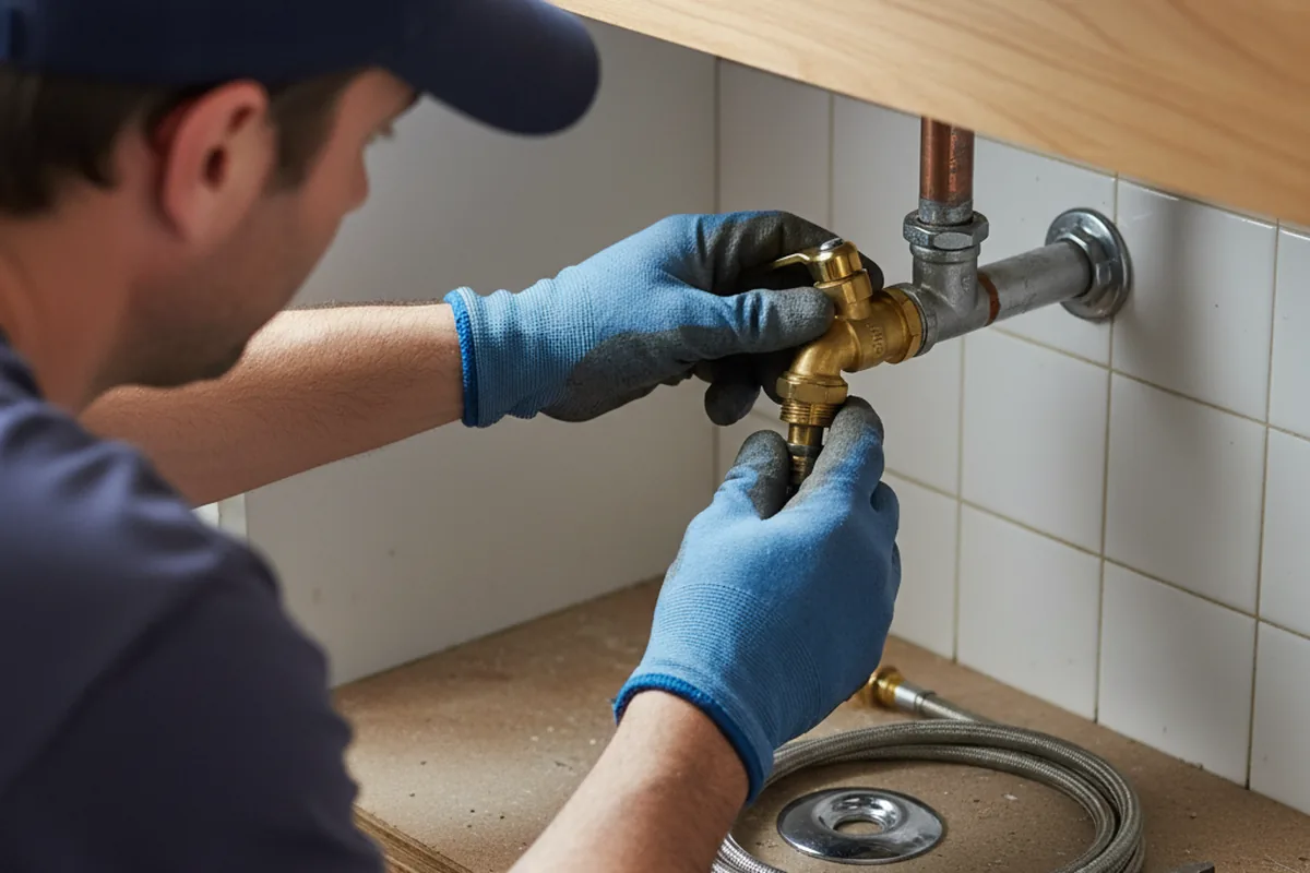 Shutoff valve and fitting work during Burst Pipe Repair in Marathon